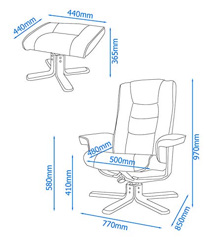 Alphason 360° Swivel Reclining Chair with Footstool, Armrest and Adjustable Seat Drake Recliner Brown