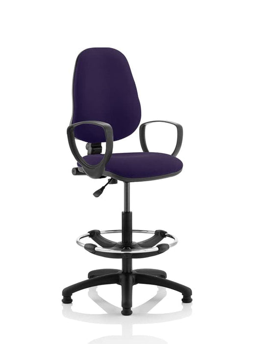 Dynamic Permanent Contact Backrest Task Operator Chair Loop Arms Eclipse I Tansy purple Seat Without Headrest High Back and Hi Rise Draughtsman Kit