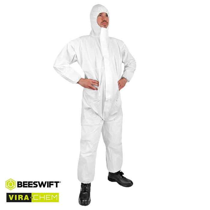 Click Once Protective Coverall With Hood Polyproylene, Polyethylene XL White