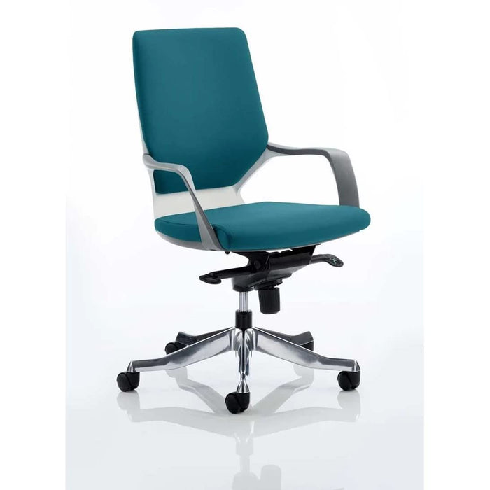 Dynamic Knee Tilt Visitor Chair Fixed Arms Xenon Maringa Teal Seat Without Headrest Medium Back