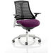 Dynamic Synchro Tilt Task Operator Chair Height Adjustable Arms Flex Black Back, Tansy Purple Seat, White Frame Without Headrest Medium Back