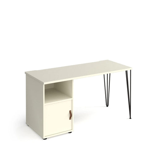 Rectangular Hairpin Desk Onyx Grey, Kendal Oak Door Wood/Metal Hairpin Legs Black Tikal 1400 x 600 x 730mm