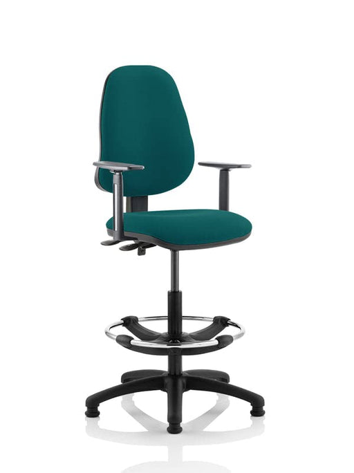 Dynamic Permanent Contact Backrest Task Operator Chair Height Adjustable Arms Eclipse II Maringa Teal Seat High Back