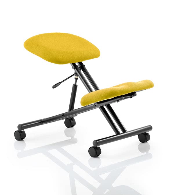 Dynamic Kneeling Stool Without Arms Kneeler Senna Yellow Seat, Black Frame Without Headrest Medium Back