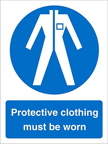 Mandatory Sign Protective Clothing Must Be Worn Vinyl 20 x 15 cm