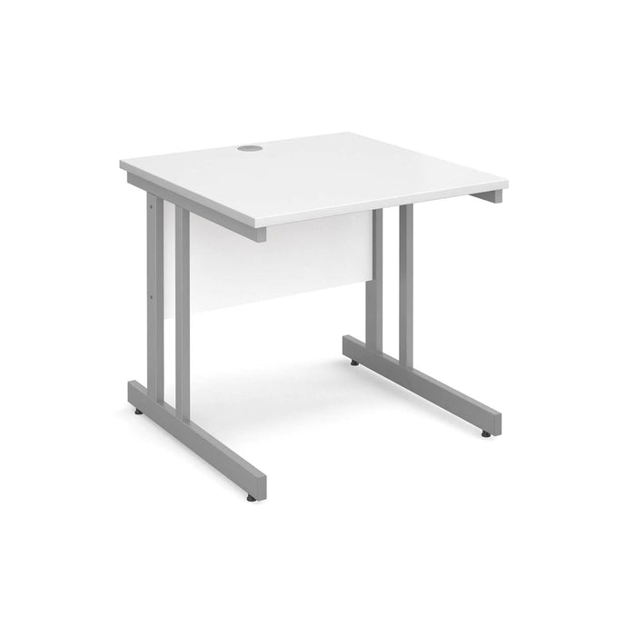 Rectangular Straight Desk with White MFC Top and Silver Frame Cantilever Legs Momento 800 x 800 x 725 mm