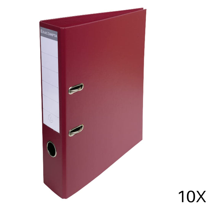 Exacompta PremTouch Lever Arch File A4 70 mm Burgundy 2 ring 53704E Cardboard, PVC (Polyvinyl Chloride) Portrait Pack of 10