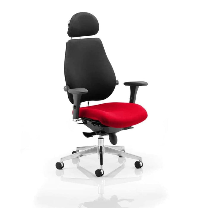 Dynamic Synchro Tilt Posture Chair Multi-Functional Arms Chiro Plus Ultimate Bergamot Cherry Seat With Adjustable Headrest High Back Black Fabric