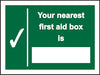 First Aid Sign Nearest First Aid Plastic 30 x 20 cm