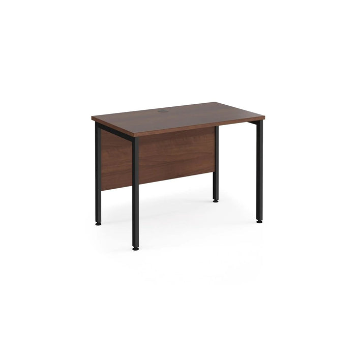 Rectangular Straight Desk Walnut Wood H-Frame Legs Black Maestro 25 1000 x 600 x 725mm