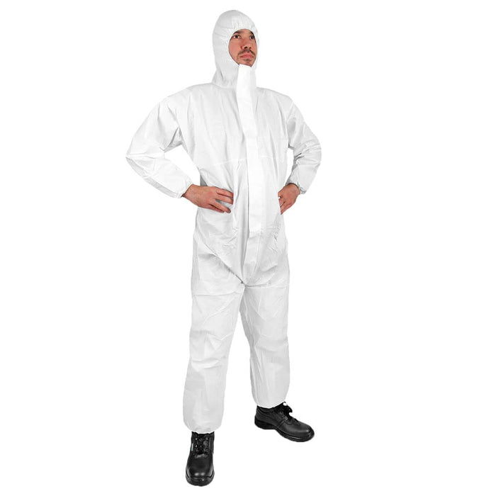 Click Once Protective Coverall With Hood Polyproylene, Polyethylene XL White