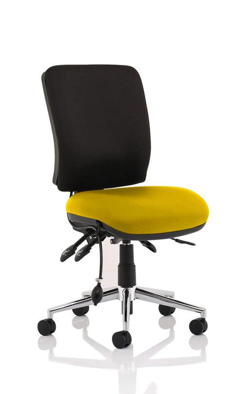 Dynamic Independent Seat & Back Task Operator Chair Without Arms Chiro Senna Yellow Seat Without Headrest Medium Back Black Fabric