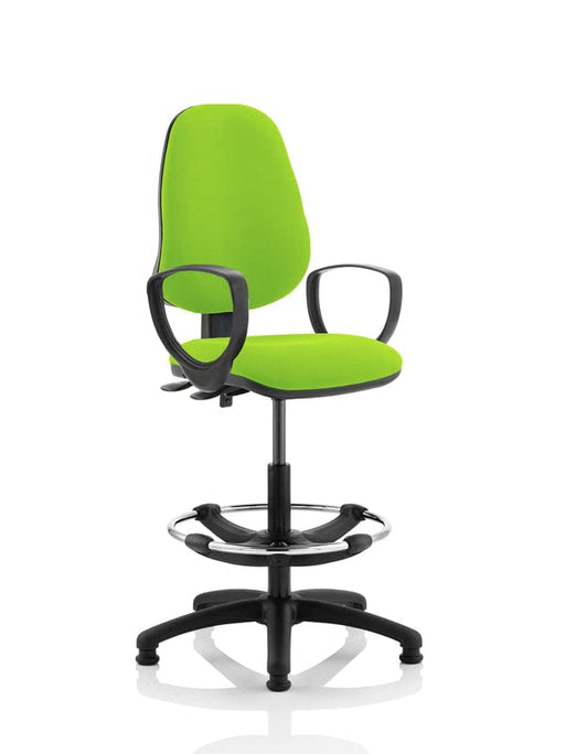 Dynamic Permanent Contact Backrest Task Operator Chair Loop Arms Eclipse II Myrrh Green Seat High Back