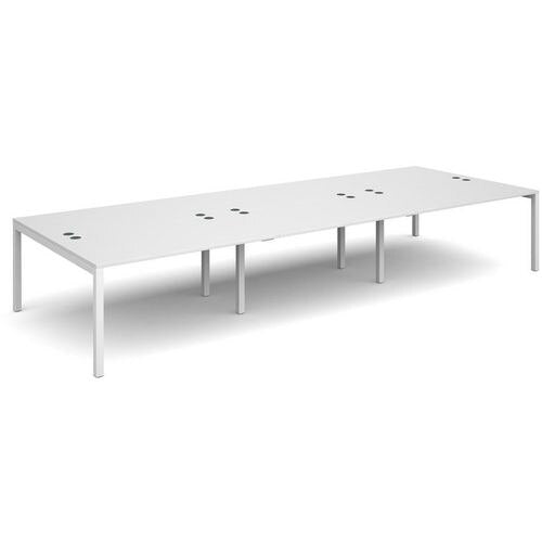 Dams International Rectangular Triple Back to Back Desk with White Melamine Top and White Frame 4 Legs Connex 4200 x 1600 x 725mm