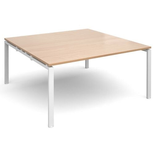 Dams International Square Boardroom Table with Beech Coloured MFC & Aluminium Top and White Frame EBT1616-WH-B 1600 x 1600 x 725 mm