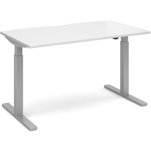 Elev8² Sit Stand Single Desk with White Melamine Top and Silver Frame 2 Legs Mono 1400 x 800 x 675 - 1175 mm