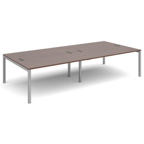 Dams International Rectangular Double Back to Back Desk with Walnut Melamine Top and Silver Frame 4 Legs Connex 3200 x 1600 x 725mm