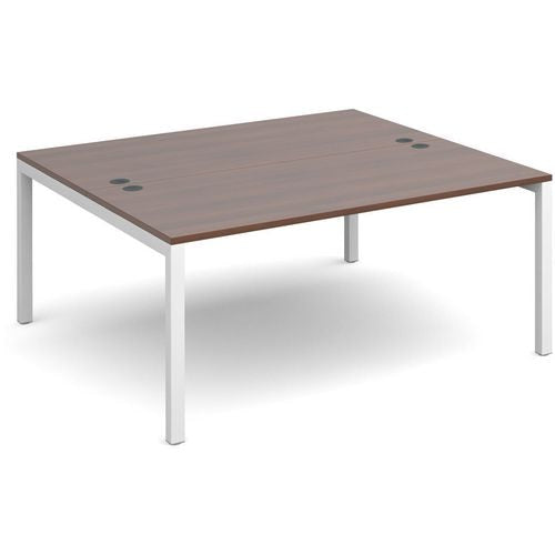 Dams International Rectangular Starter Unit Back to Back Desk with Walnut Melamine Top and White Frame 4 Legs Connex 1600 x 1600 x 725mm