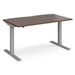 Elev8² Sit Stand Single Desk with Walnut Melamine Top and Silver Frame 2 Legs Mono 1400 x 800 x 675 - 1175 mm