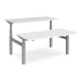 Elev8² Rectangular Sit Stand Back to Back Desk with White Melamine Top and Silver Frame 4 Legs Touch 1600 x 1650 x 675 - 1300 mm