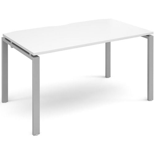 Dams International Rectangular Single Desk with White Melamine Top and Silver Frame 4 Legs Adapt II 1400 x 800 x 725 mm