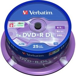 Verbatim DVD + R Double Layer Matt Silver 8x 8.5GB Spindle Pack of 25