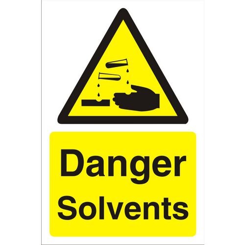 Warning Sign Solvents Fluted Board 30 x 20 cm