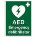 First Aid Sign AED Emergency Defibrillator Vinyl 20 x 15 cm