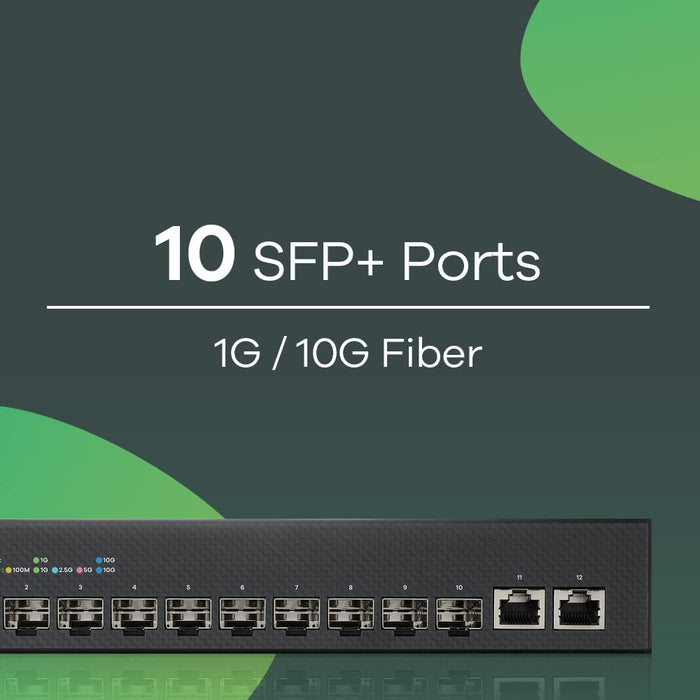 Zyxel XS1930-12F - Switch - smart - 10 x 1 Gigabit / 10 Gigabit SFP+ + 2 x 100/1000/2.5G/5G/10GBase-T - desktop, rack-mountable