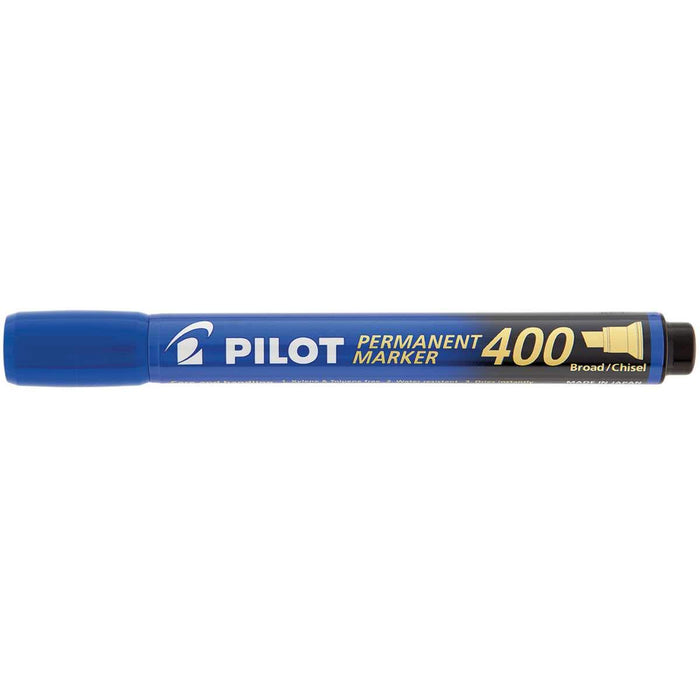 Pilot 400 Permanent Marker Broad Chisel 1.5 mm Blue Non Refillable Pack of 12