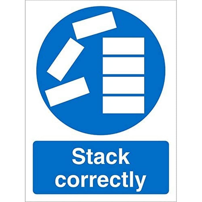 Mandatory Sign Stack Correctly Plastic Blue, White 20 x 15 cm