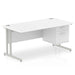 Dynamic Rectangular Office Desk White MFC Cantilever Leg Silver Frame Impulse 1 x 2 Drawer Fixed Ped 1600 x 800 x 730mm