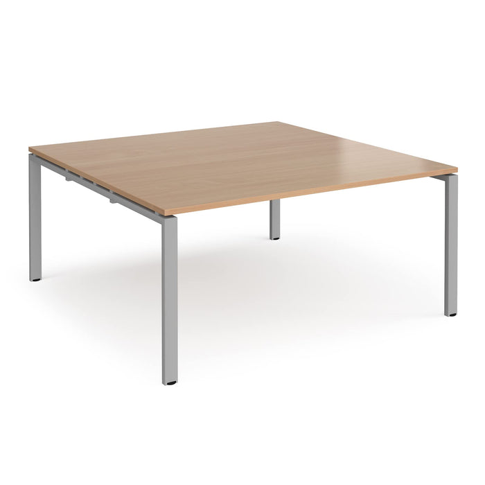 Dams International Square Boardroom Table with Beech Coloured MFC & Aluminium Top and Silver Frame EBT1616-S-B 1600 x 1600 x 725 mm