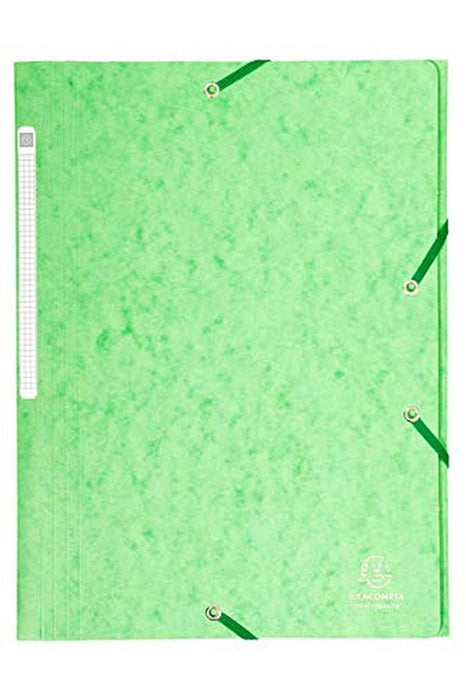 Exacompta 3 Flap Folder 17122H A4 Soft Green 425gsm Pressboard 24x32cm Pack of 25