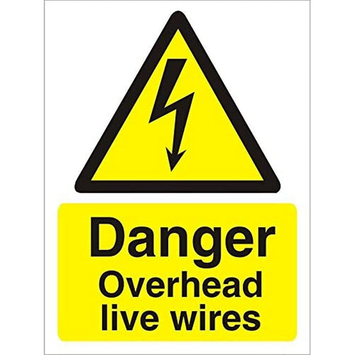 Warning Sign Overhead Wires Plastic 20 x 15 cm