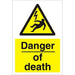 Warning Sign Danger Of Death Fluted Board 60 x 40 cm