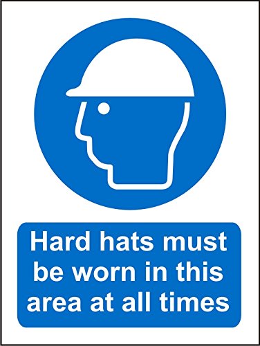 Mandatory Sign Hard Hats in Area At All Times Plastic 20 x 15 cm