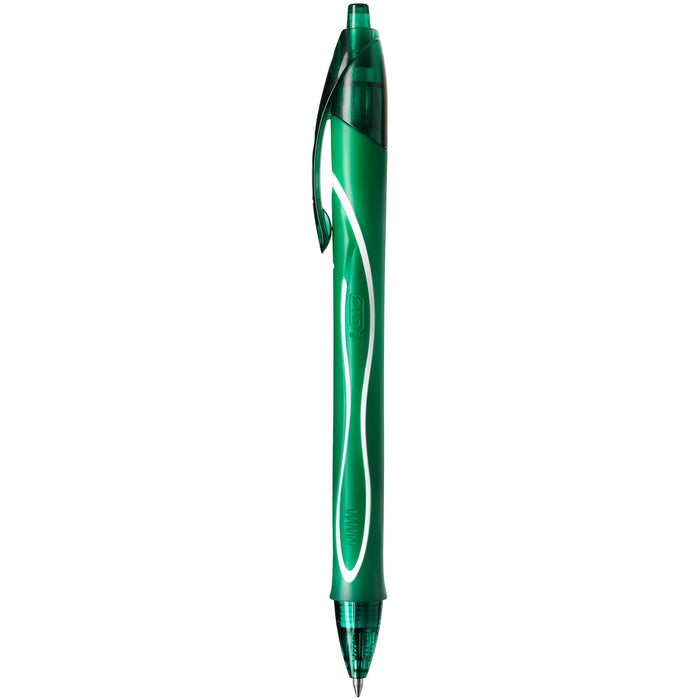 BIC Gel-ocity Quick Dry Gel Pen Green Medium 0.30 mm Refillable Pack of 12