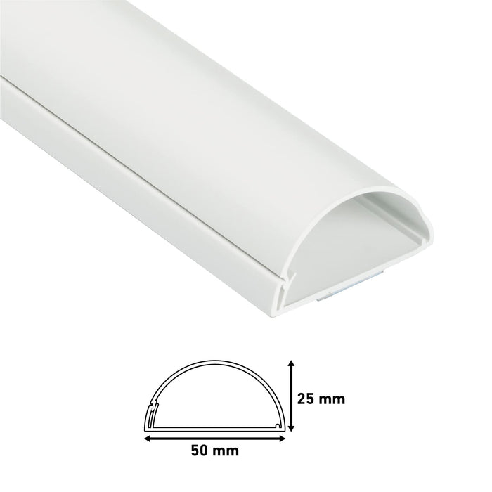 D-Line Cable Cover Semicircular for Walls White 50x25x25 mm