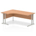 Dynamic Radial Left Hand Crescent Desk Oak MFC Cantilever Leg Grey Frame Impulse 1800/1200 x 600/800 x 730mm