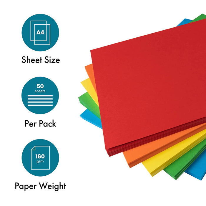 Hawksbill A4 Crafting Paper Assorted 160 gsm 50 Sheets