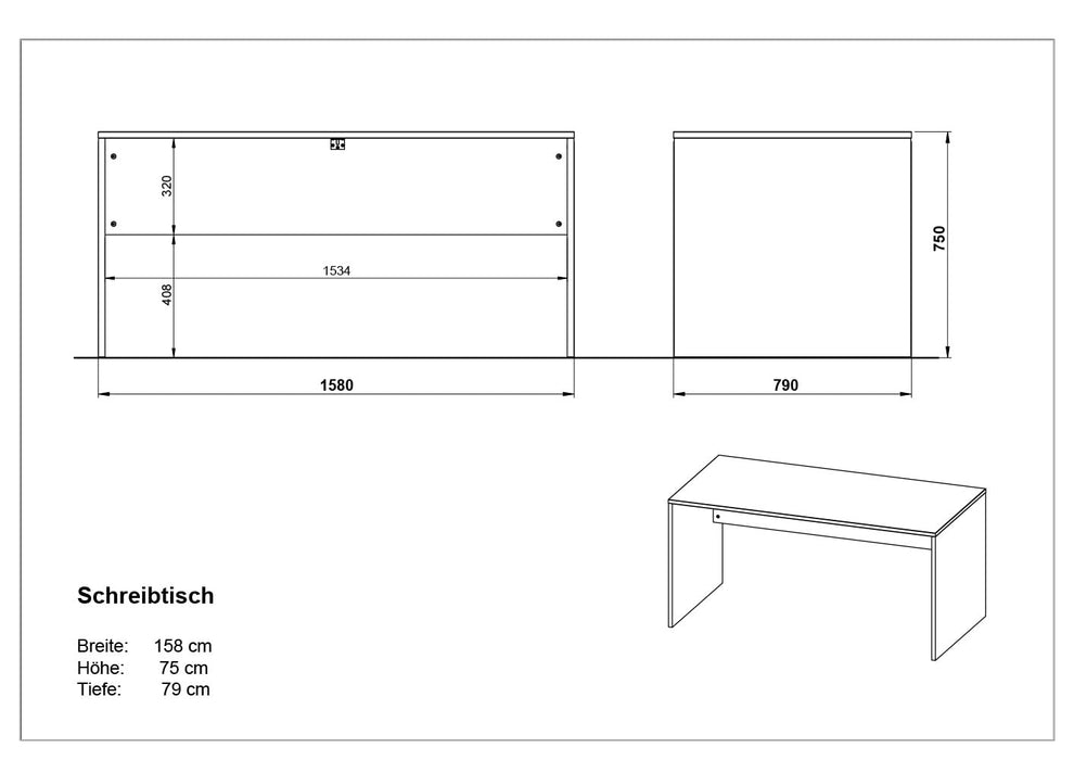 Germania Desk 4225-573 Brown 1580 mm (W) X 790 mm (D) X 750 mm (H)