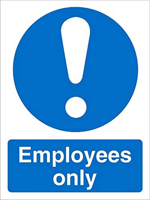 Mandatory Sign Employees Plastic Blue, White 30 x 20 cm