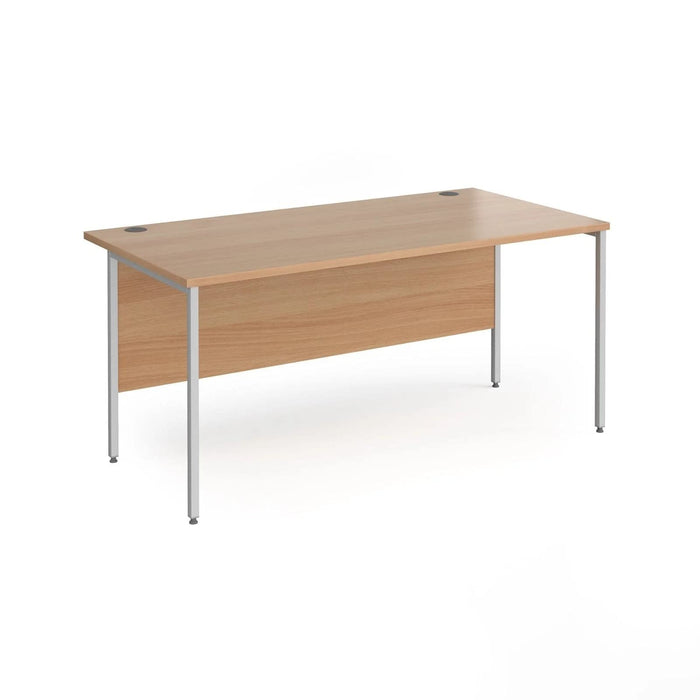 Rectangular Straight Desk with Beech Coloured MFC Top and Silver H-Frame Legs Contract 25 1600 x 800 x 725mm