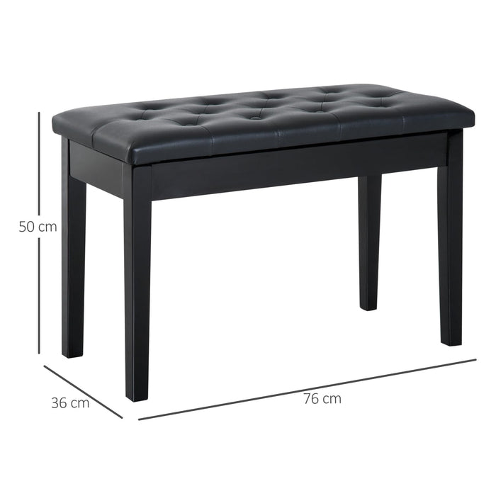 HOMCOM 1 Seat Storage Piano Bench 4 Legs Rubberwood, Composite Board, PU (Polyurethane) Black