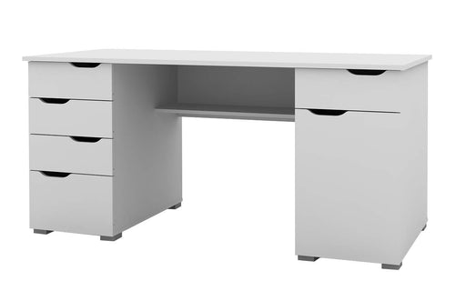 Alphason Rectangular Desk with Gloss White & White Oak Coloured MDF Top and 5 Drawers AW1374WHT 1600 x 670 x 750mm