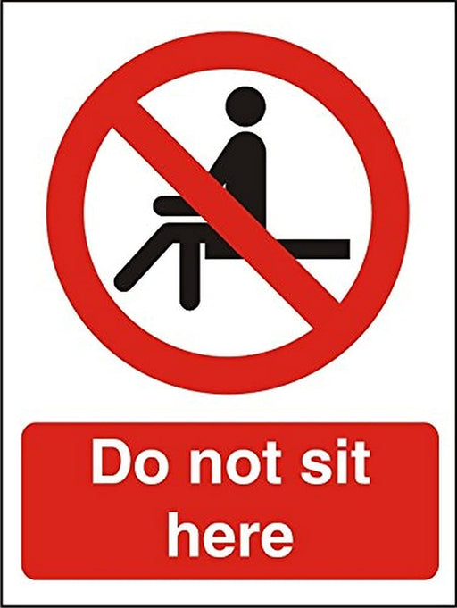 Prohibition Sign Do Not Sit Here Plastic 30 x 20 cm