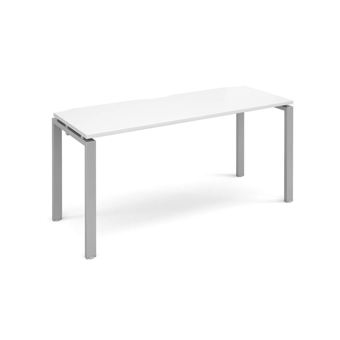 Rectangular Single Desk White Wood Straight Legs Silver Adapt II 1600 x 600 x 725mm