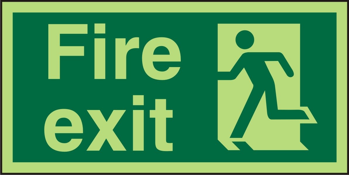 Fire Exit Sign with Left Arrow Self Adhesive Plastic Green 15 x 30 cm