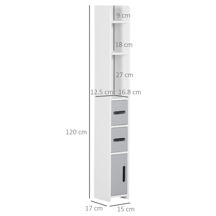 kleankin Bathroom Cabinet MDF (Medium-Density Fibreboard), Particleboard Grey 15 x 17 x 120 cm